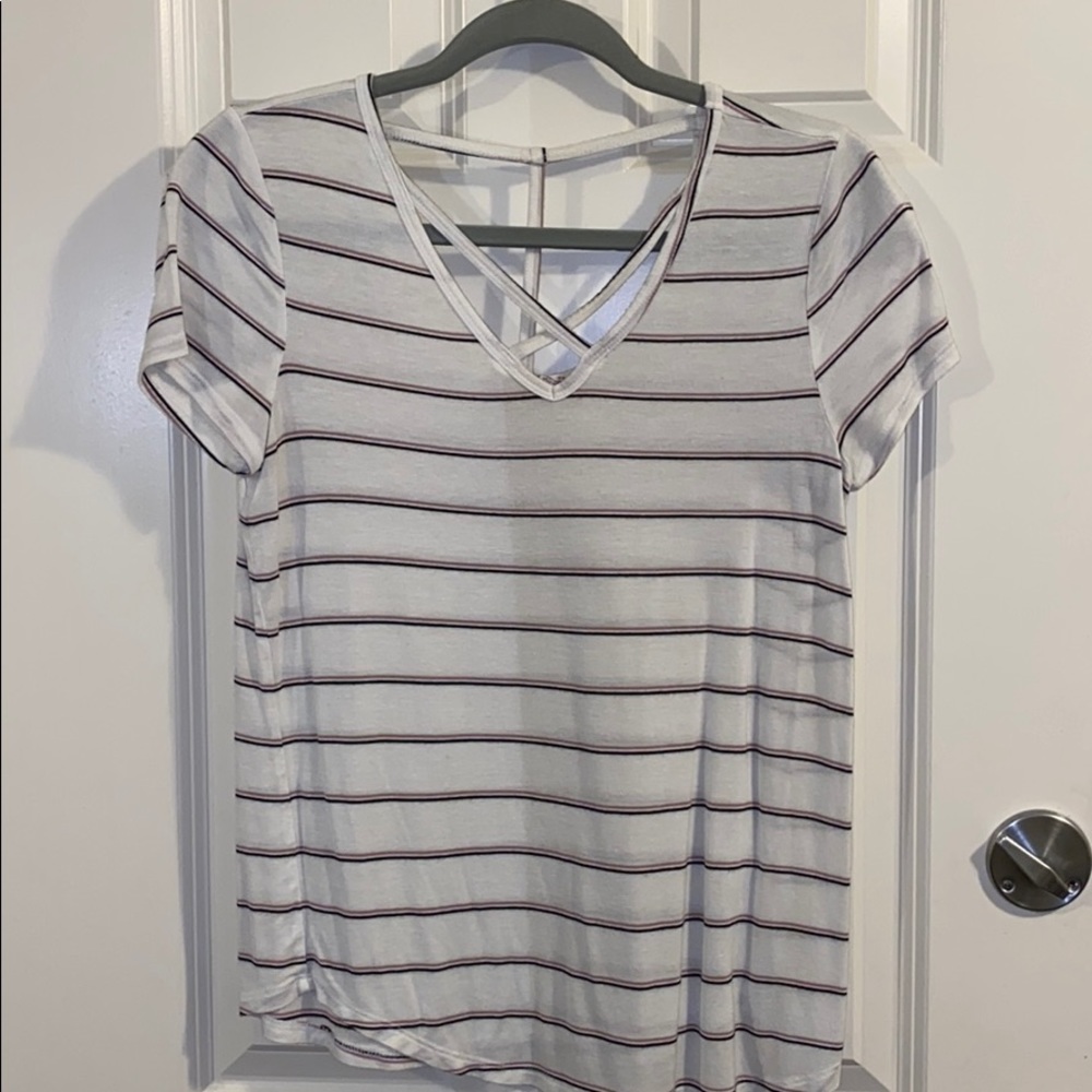 cross in front stripped blouse